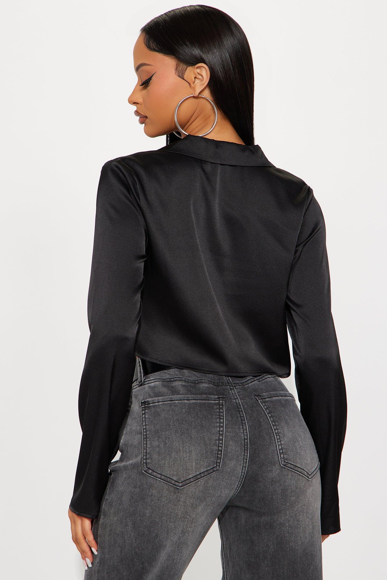 Forever Loving Satin Shirt - Black Product Image