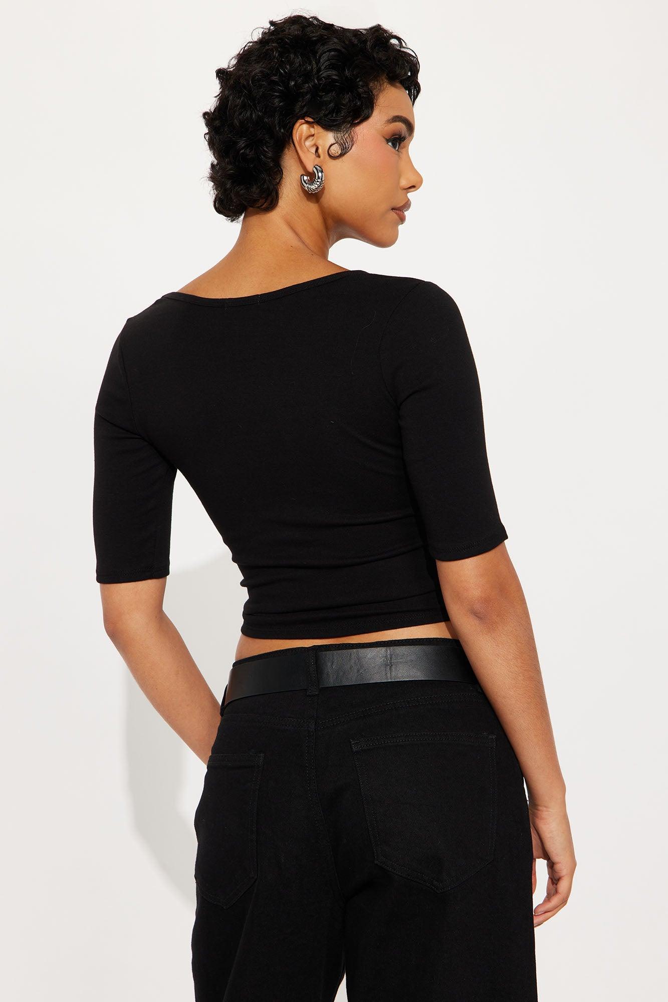 Lani Short Sleeve Top - Black Product Image