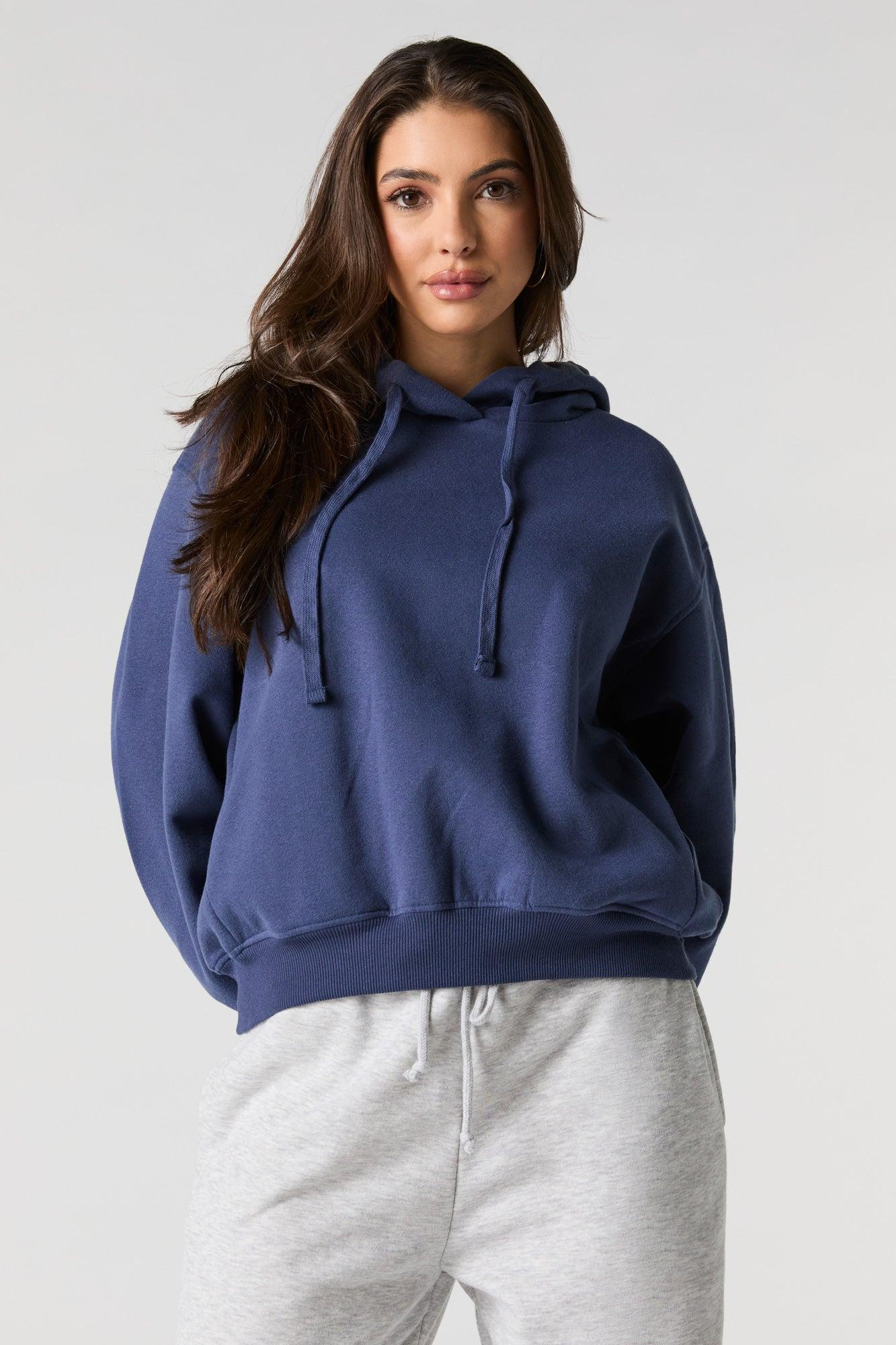 Oversized Solid Fleece Hoodie Female Product Image