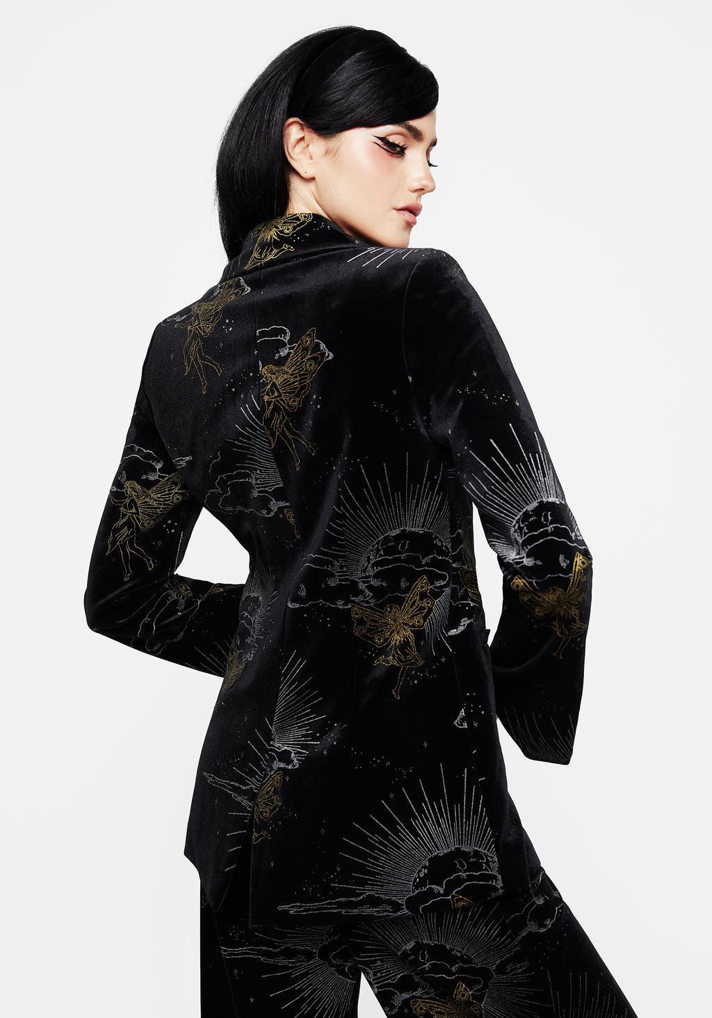 Adelina Foil Print Velour Blazer Product Image