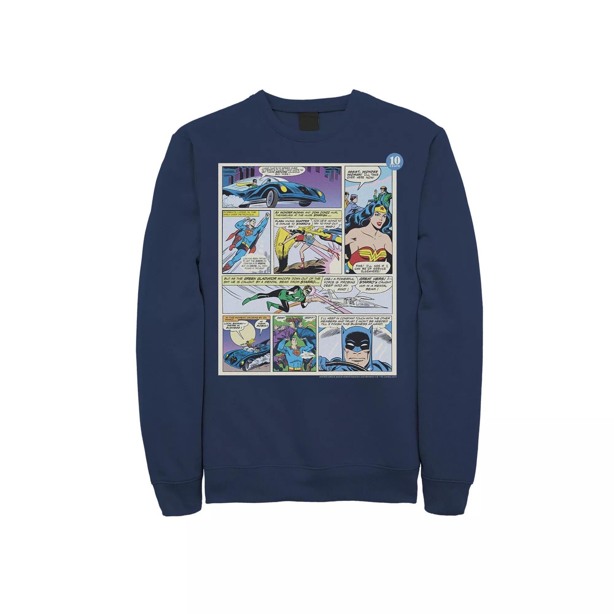 Men's Justice League Comic Panels Sweatshirt, Size: Medium, Blue Product Image