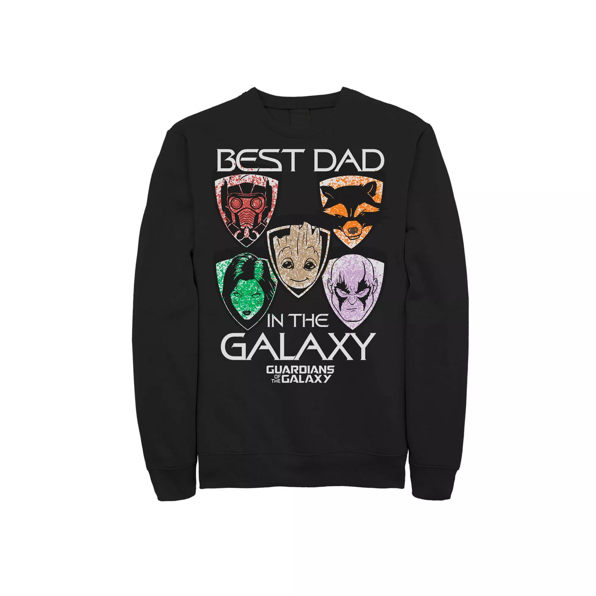 Mens Marvel Guardians Best Dad Fathers Day Graphic Fleece Pullover Product Image