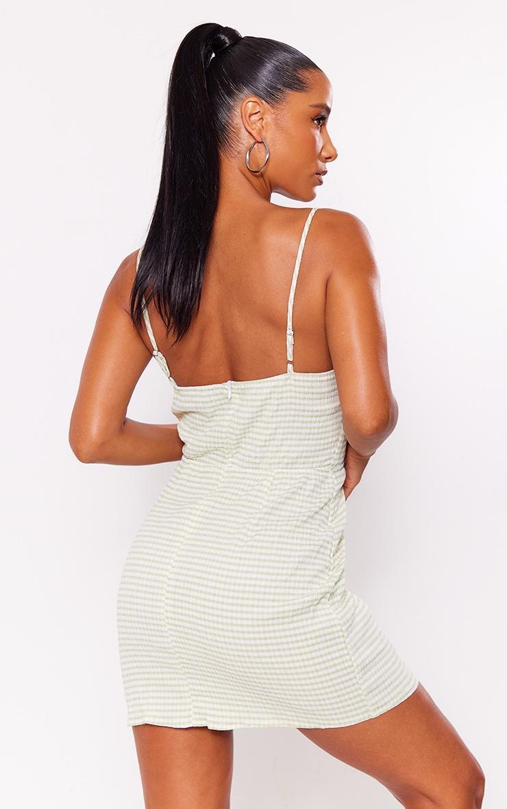 Sage Green Textured Stripe Corset Cowl Bodycon Dress Product Image