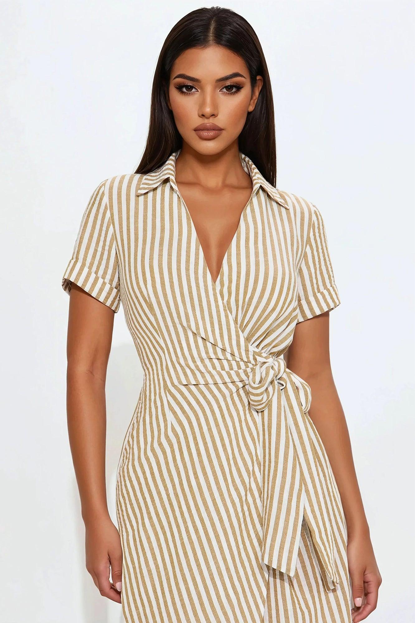 Tina Surplice Maxi Dress - Taupe/combo Product Image