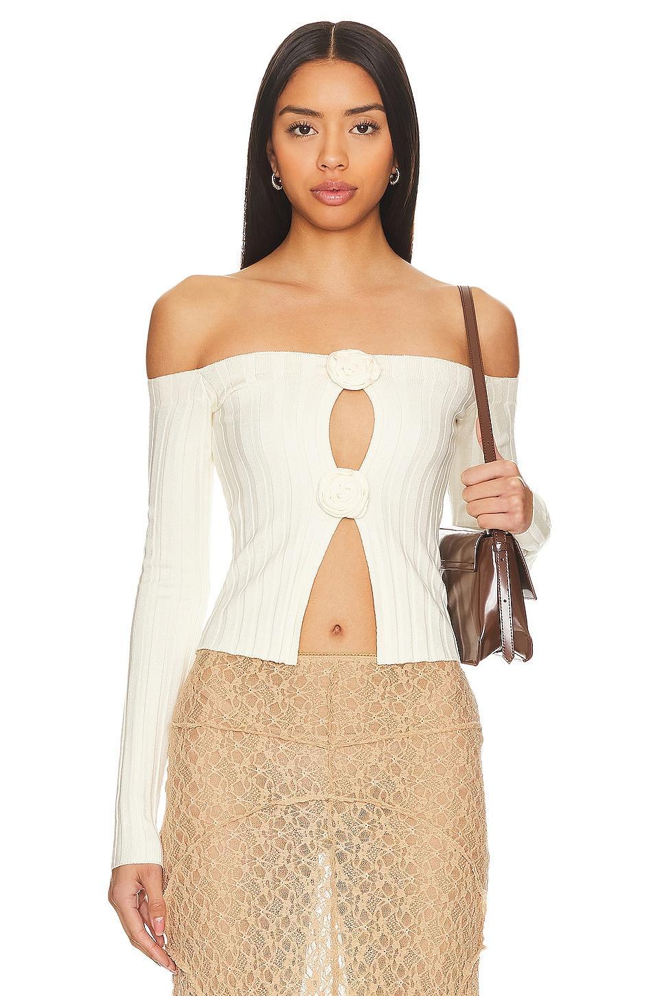 Lovers and Friends Liora Rosette Sweater in White Product Image