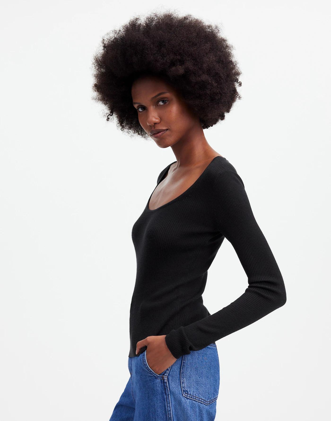 Merino Wool-Silk Blend Scoopneck Sweater Product Image