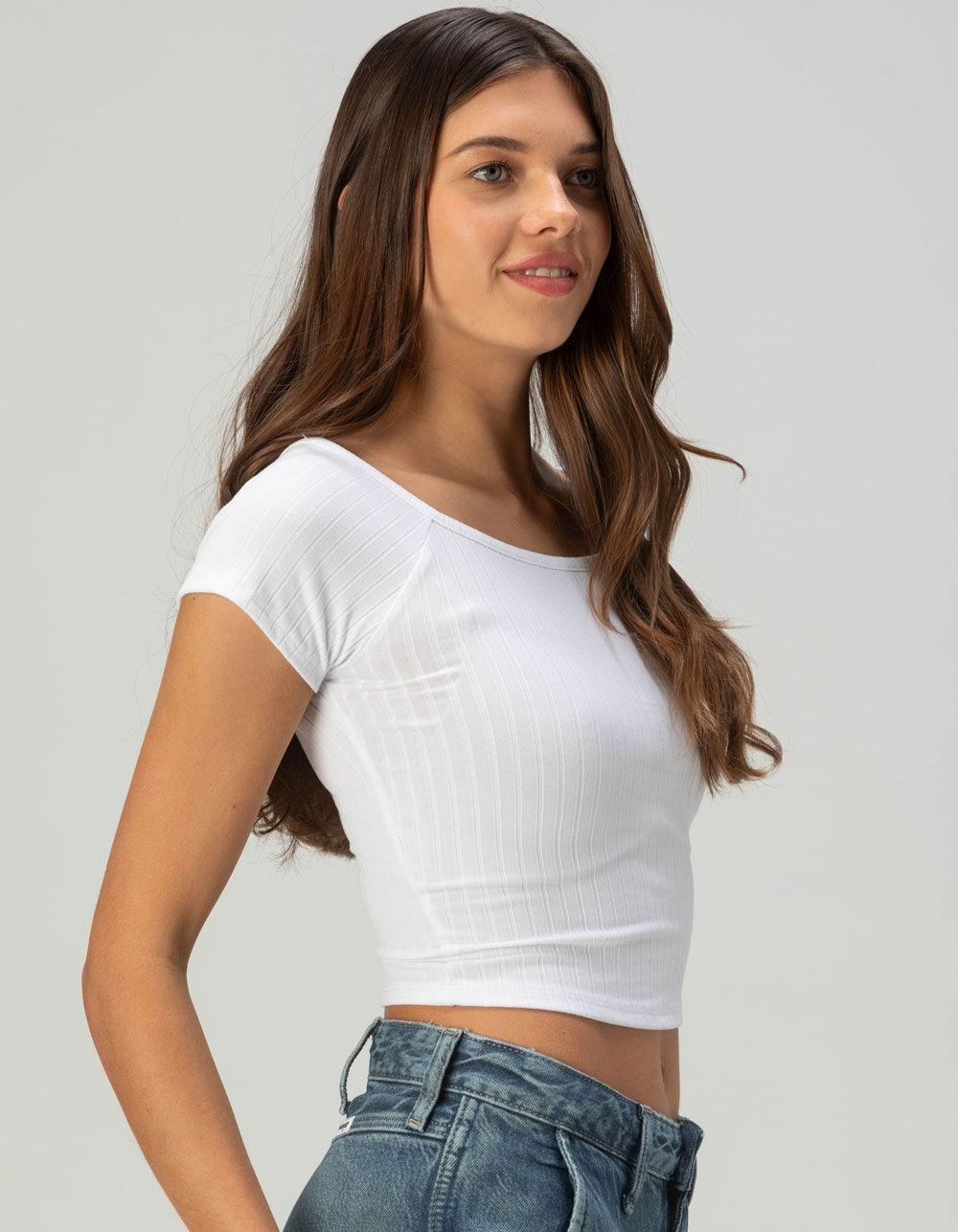 TILLYS Boat Neck Womens Tee - WHITE Product Image