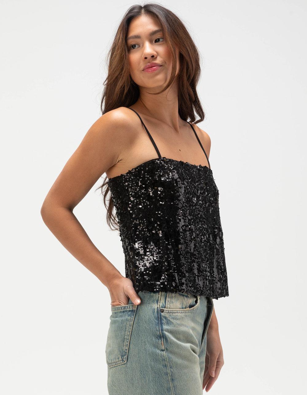 JJXX Tara Womens Sleeveless Sequin Top - SILVER Product Image