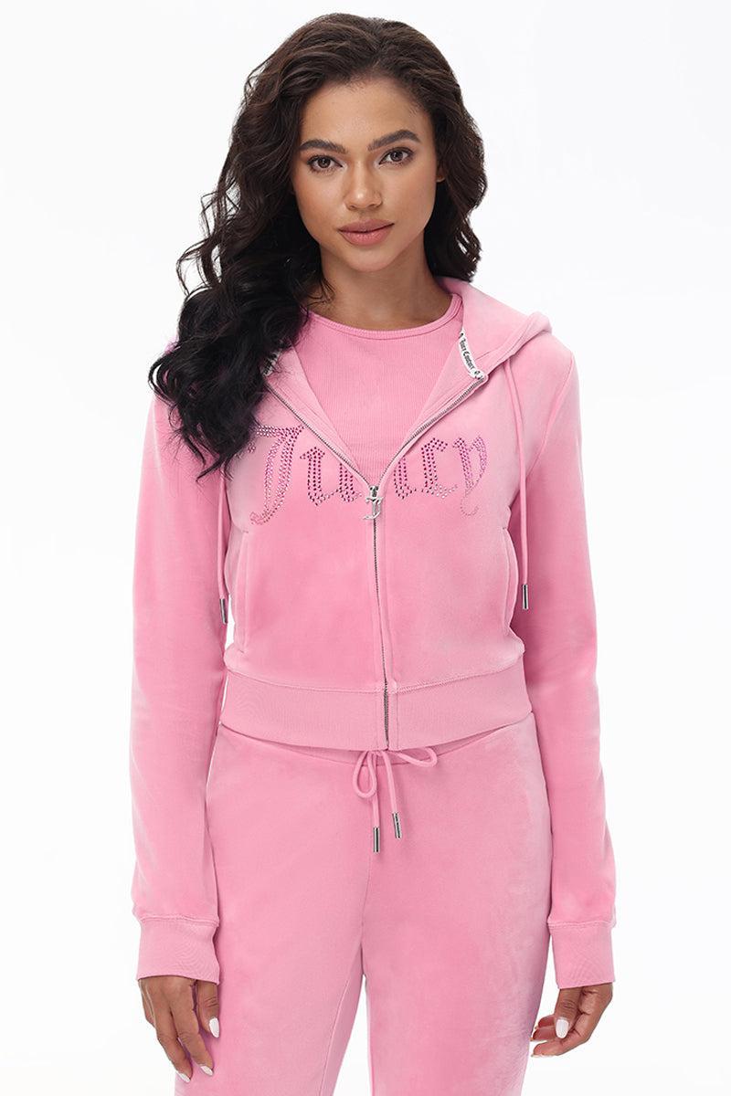 Front Ombre Big Bling Velour Hoodie Product Image