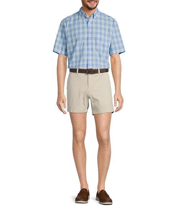 Roundtree & Yorke Short Sleeve Medium Plaid Poplin Sport Shirt Product Image