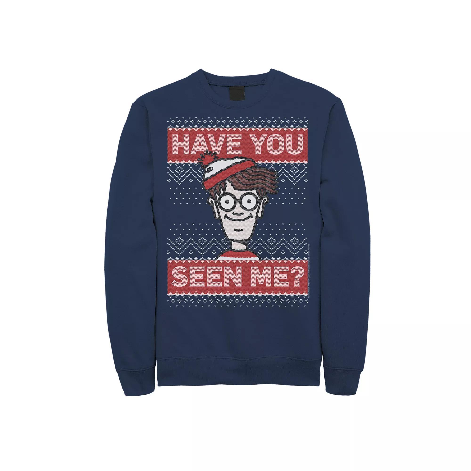 Men's Where's Waldo Christmas Have You Seen Me Graphic Tee, Size: Medium, Blue Product Image