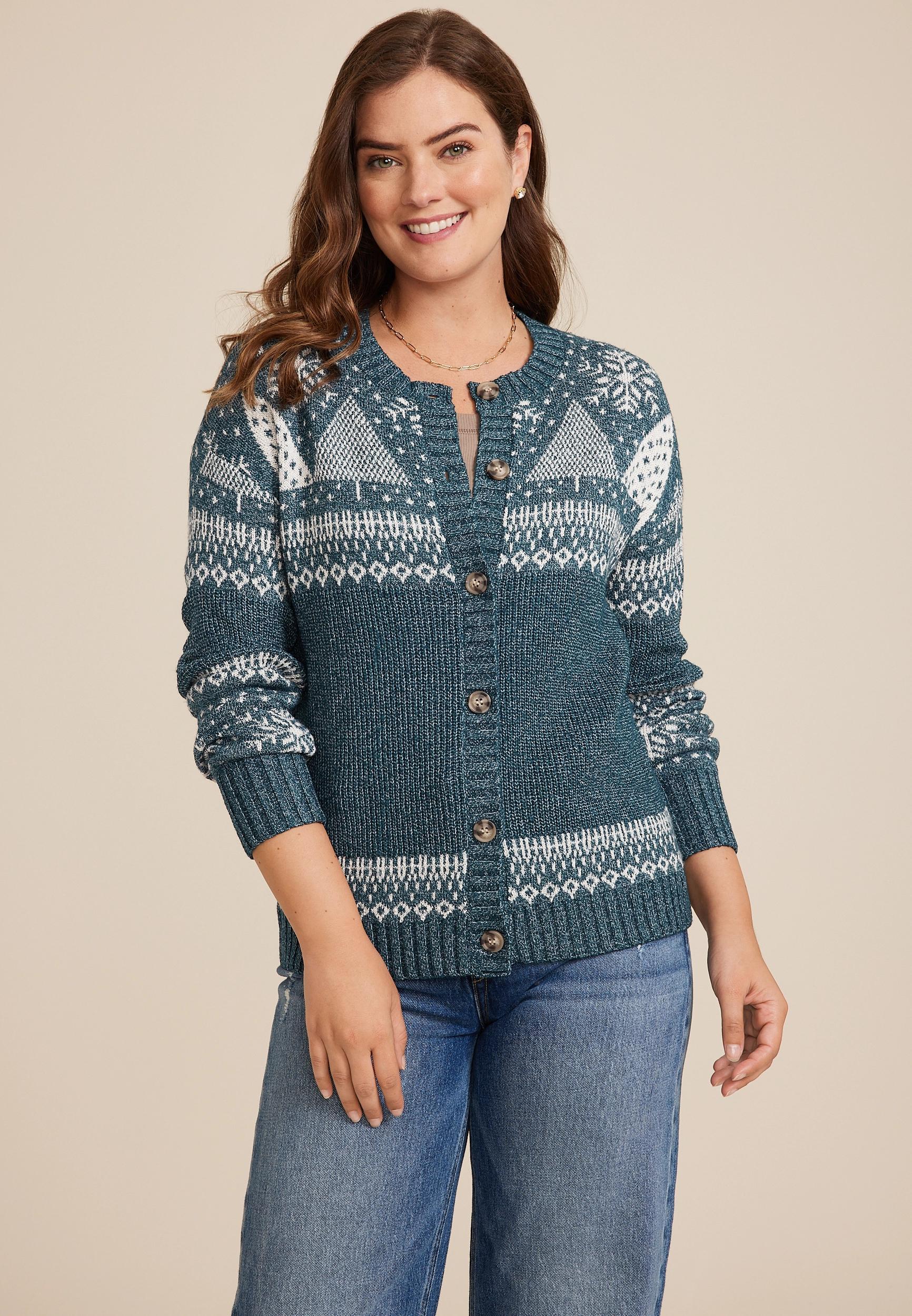 Holiday Fair Isle Button Front Cardigan Product Image