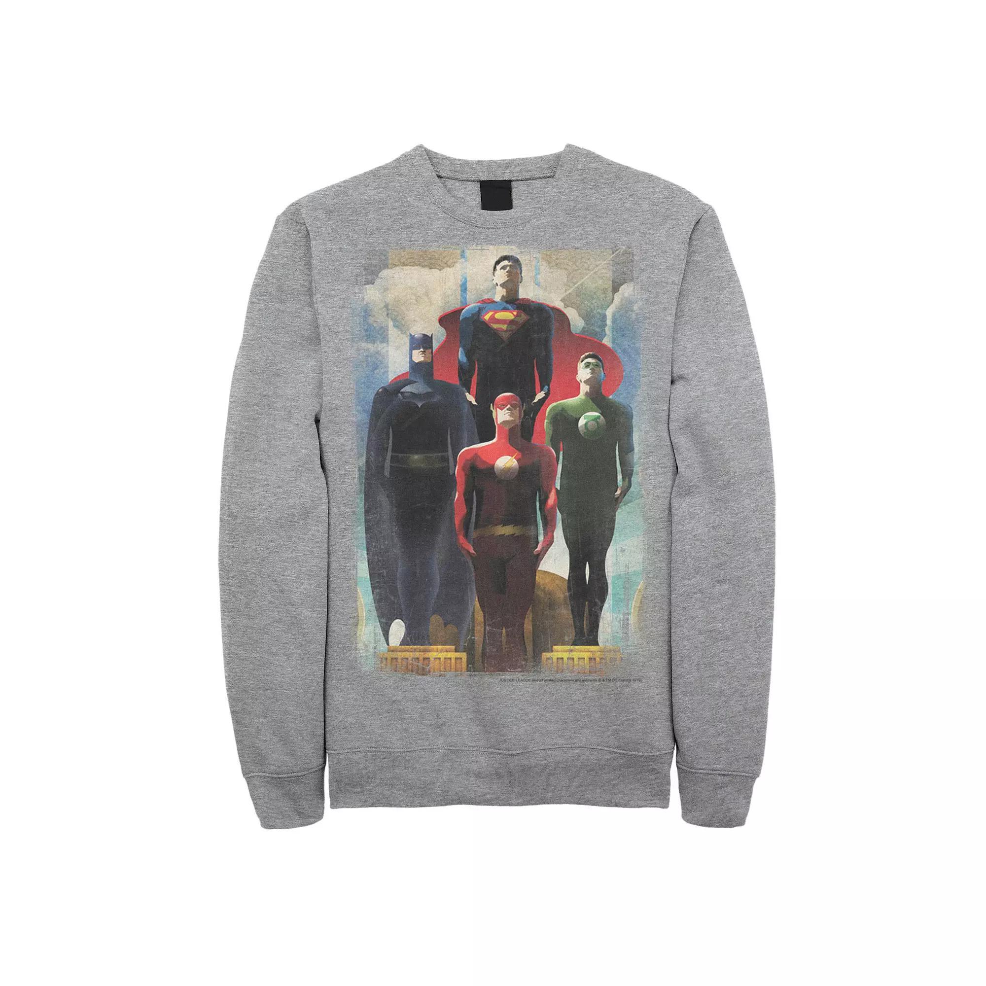 Men's DC Comics Justice League Heroes Look Up Sweatshirt, Size: Medium, Athletic Grey Product Image
