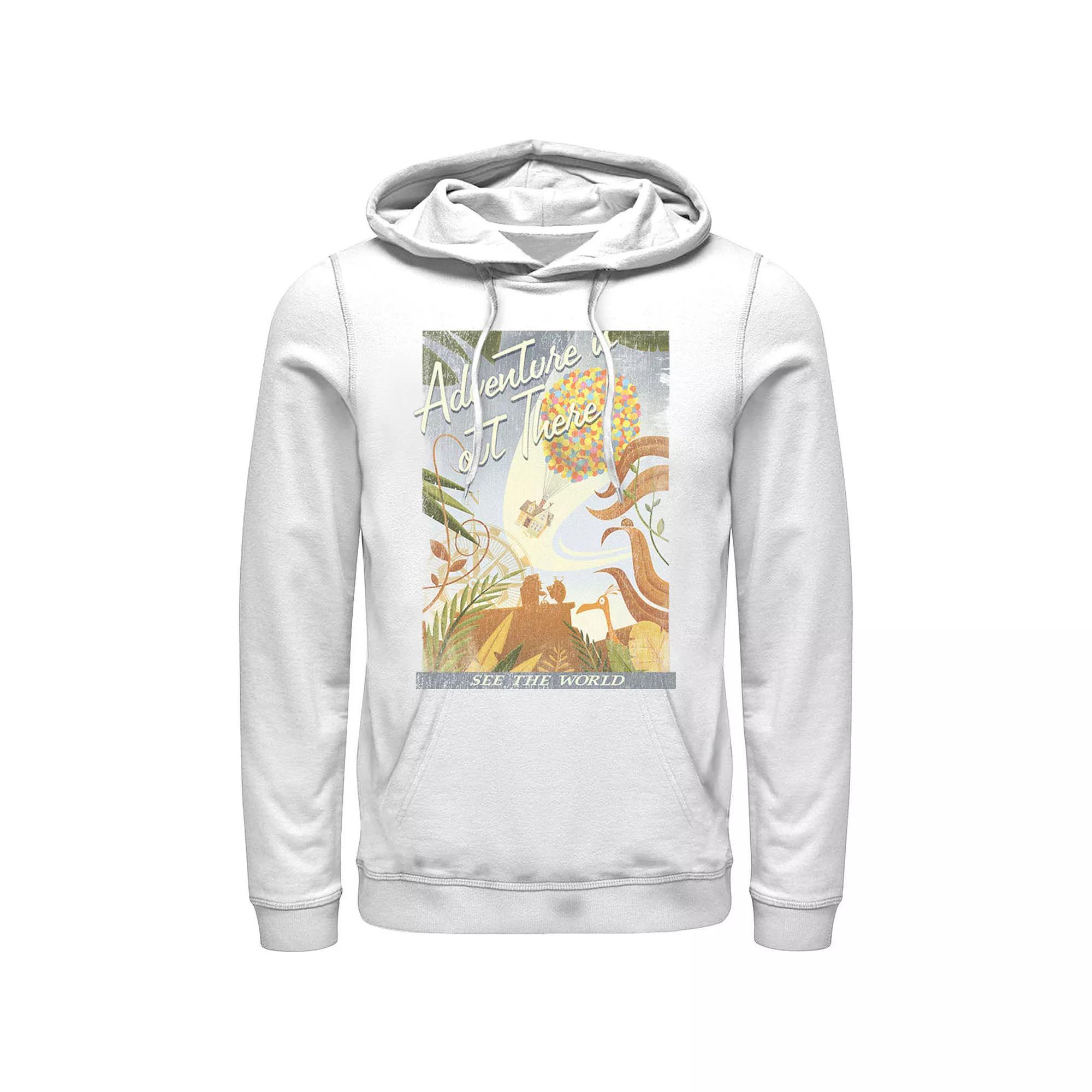 Disney / Pixar's Up Men's Poster Distressed Vintage Hoodie, Size: Large, Red Product Image