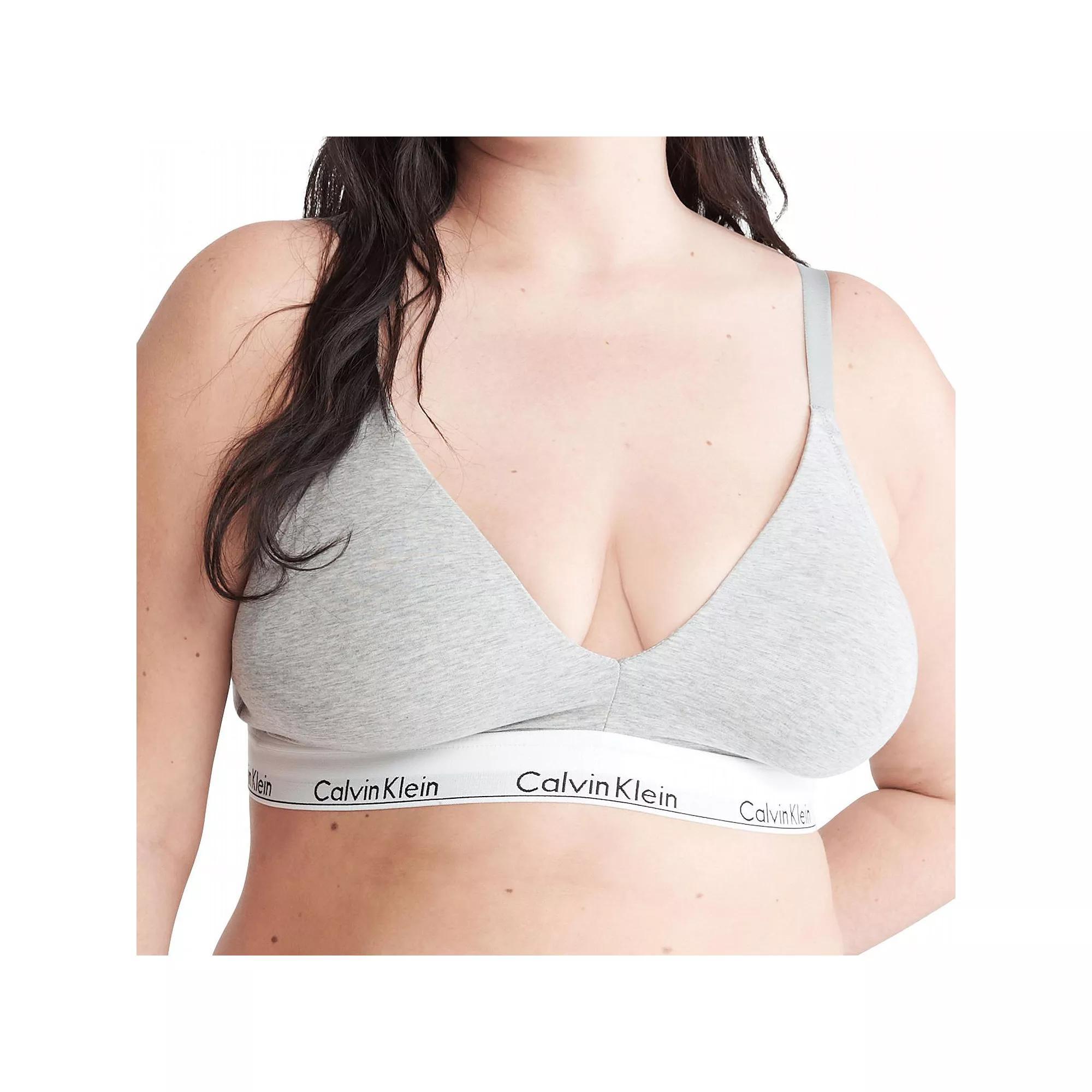 Plus Size Calvin Klein Modern Cotton Lightly Lined Triangle Bralette QF7062, Womens Grey Grey Product Image