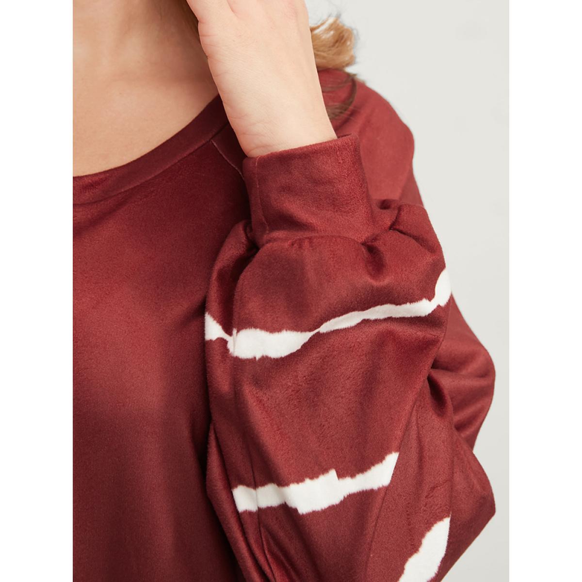 Plus Size Striped Print Round Neck Button Up Sweatshirt Women Scarlet Casual Tie Dye Round Neck Dailywear Sweatshirts BloomChic 28/5X Product Image