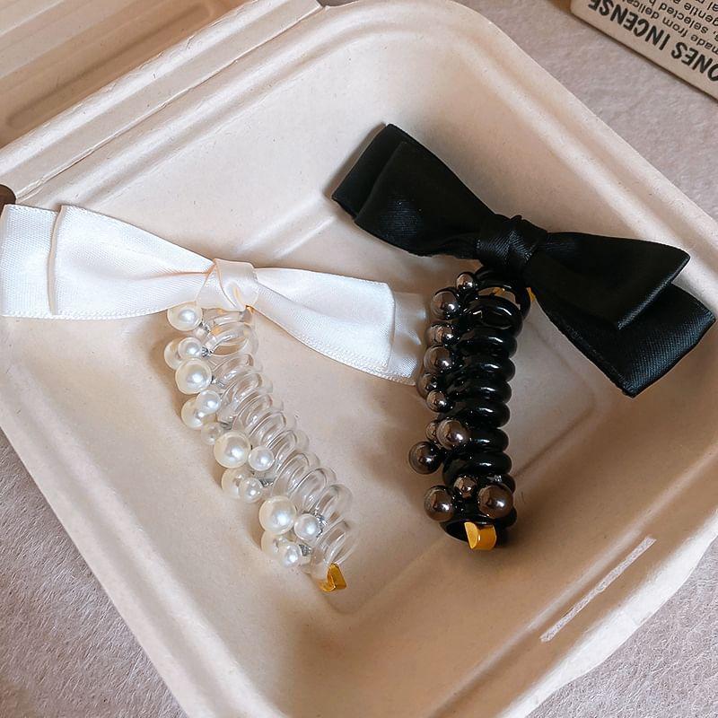 Bow Faux Pearl Hair Tie Product Image