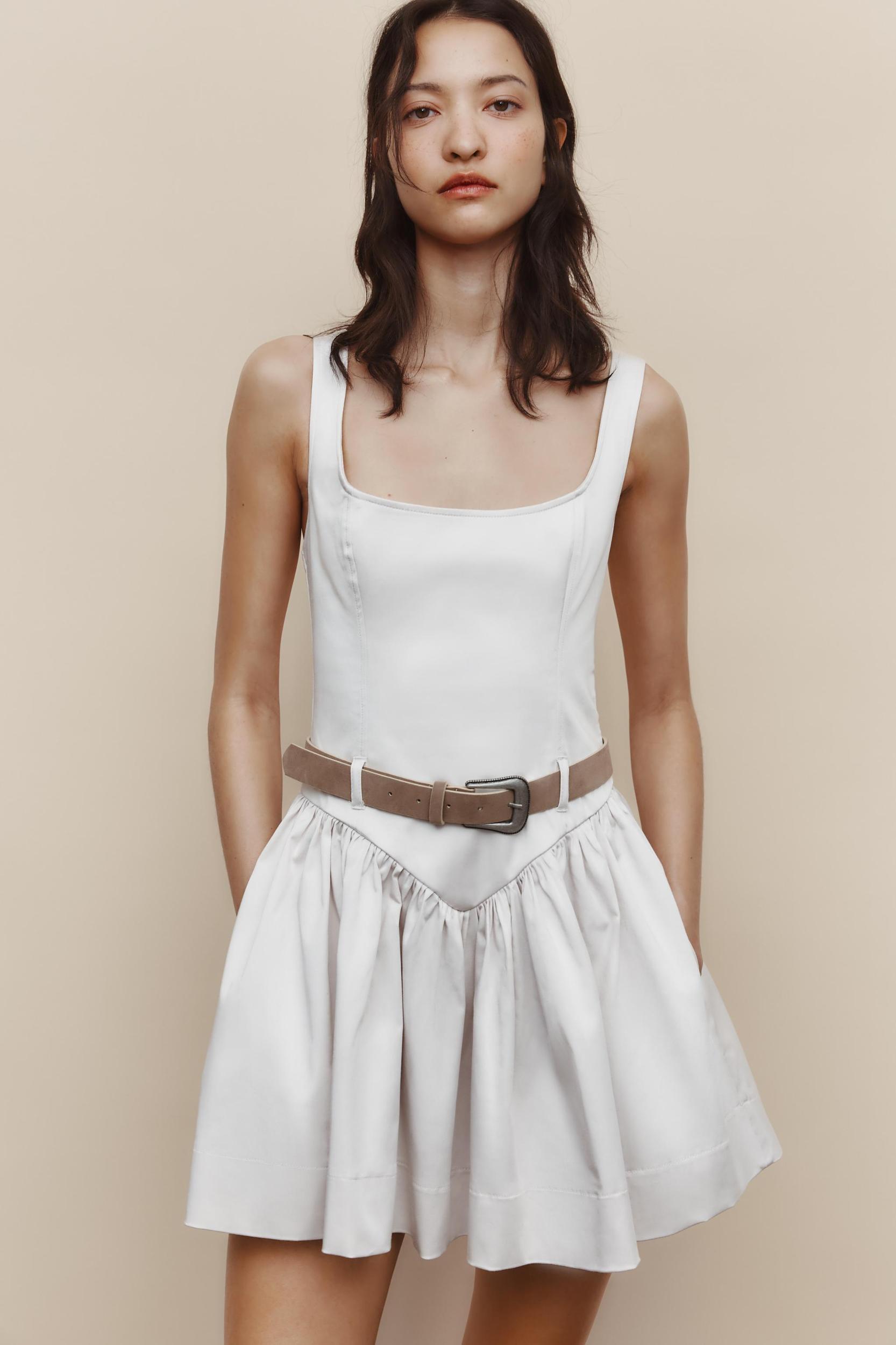 FITTED BELTED SHORT DRESS Product Image