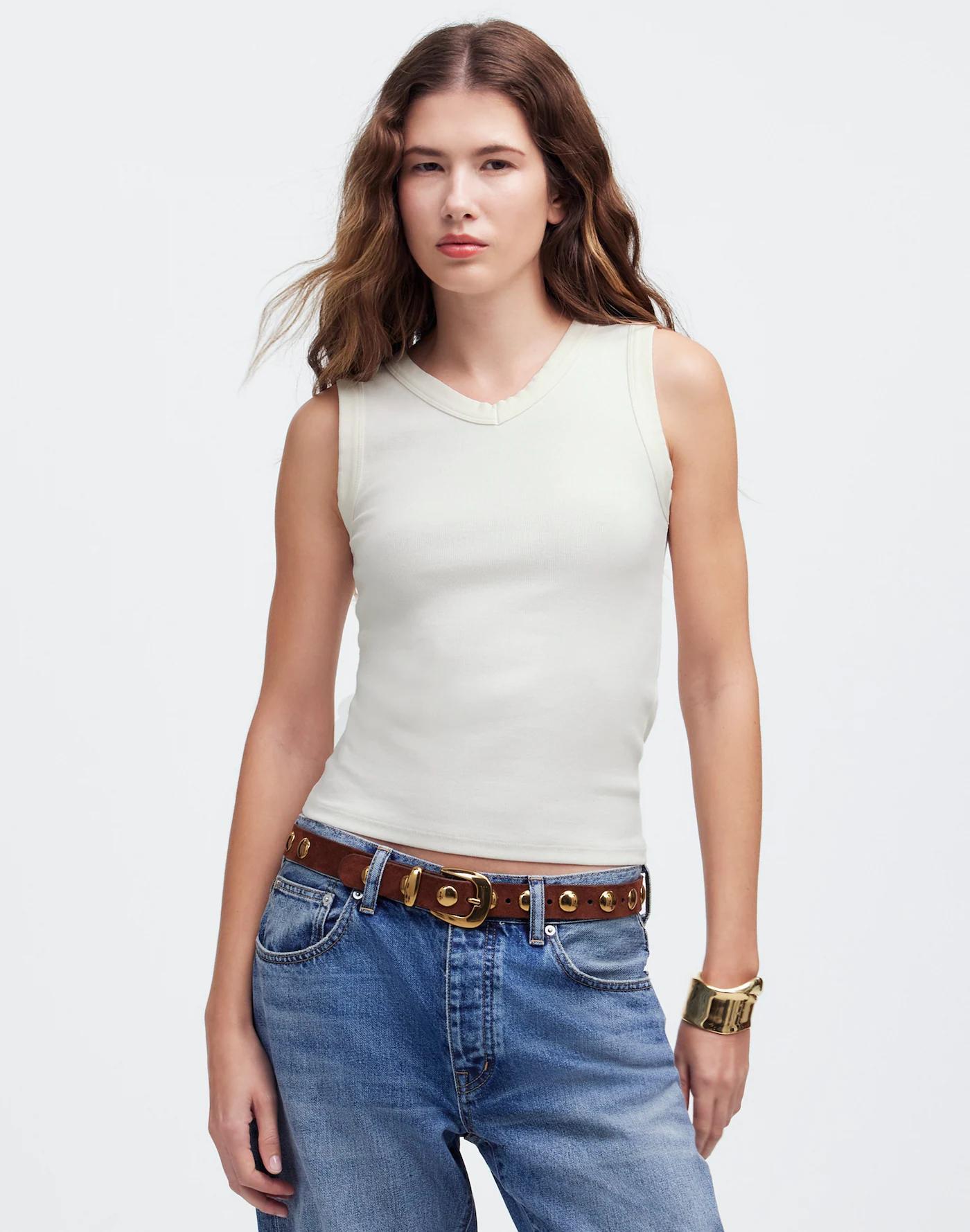 (Re)generative Cotton Ribbed High V-Neck Tank Product Image