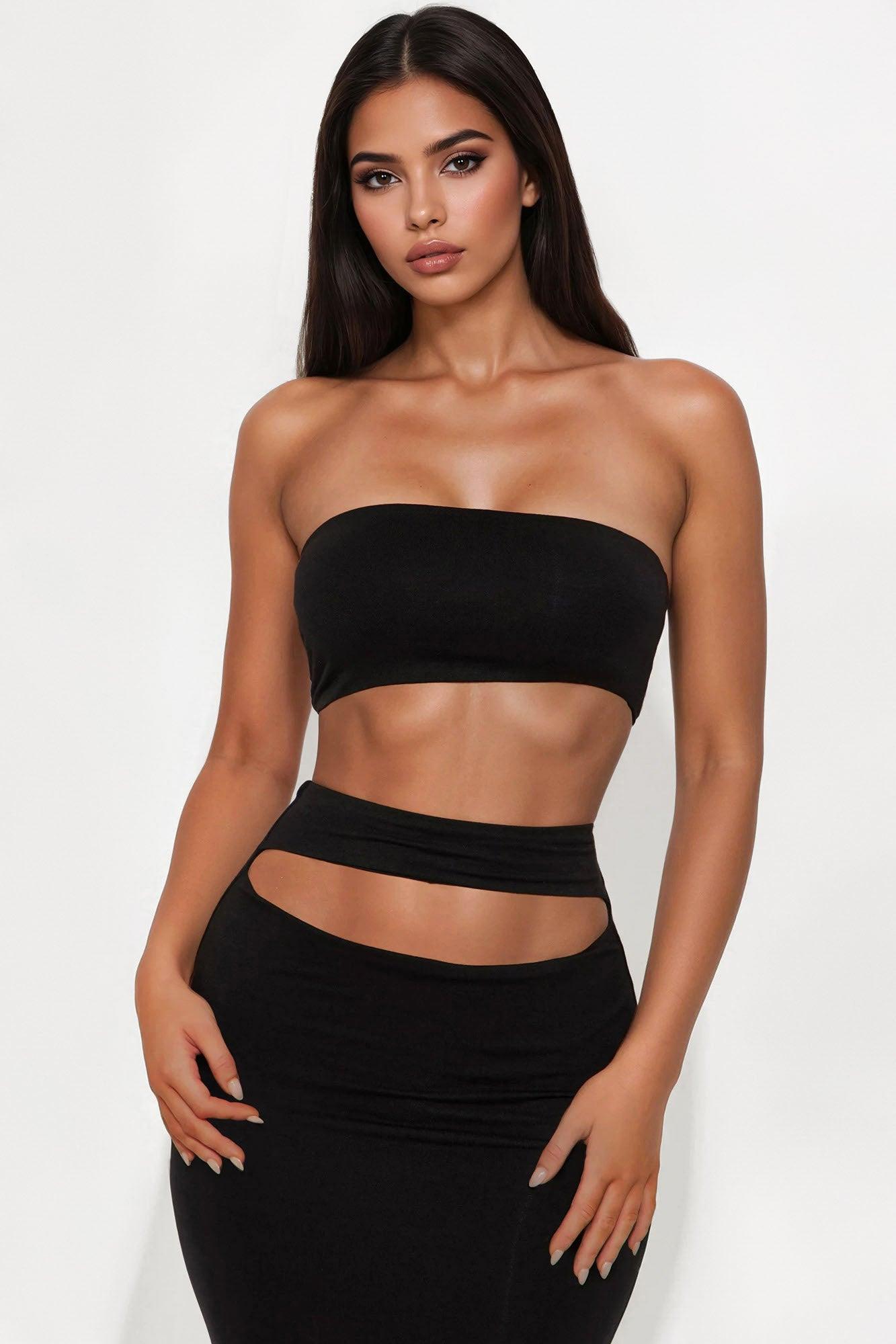 What's Not To Love Doubled Maxi Skirt Set - Black Product Image