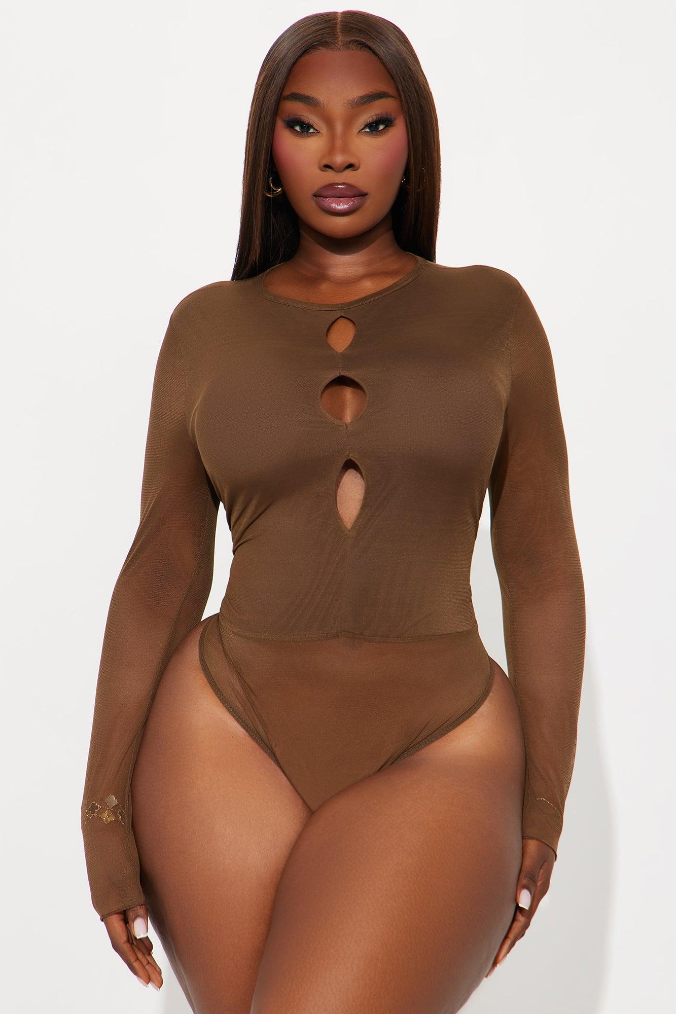 Letitia Mesh Long Sleeve Bodysuit - Chocolate Product Image