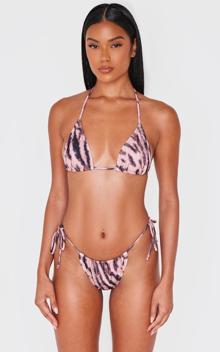 Light Pink Animal Print Micro Triangle Bikini Top Product Image