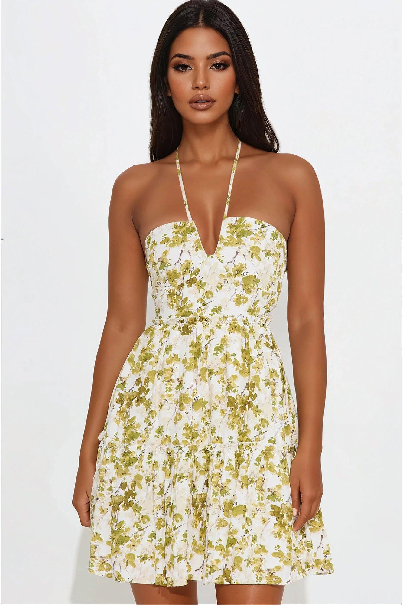 Leah Floral Mini Dress - Green/combo Product Image
