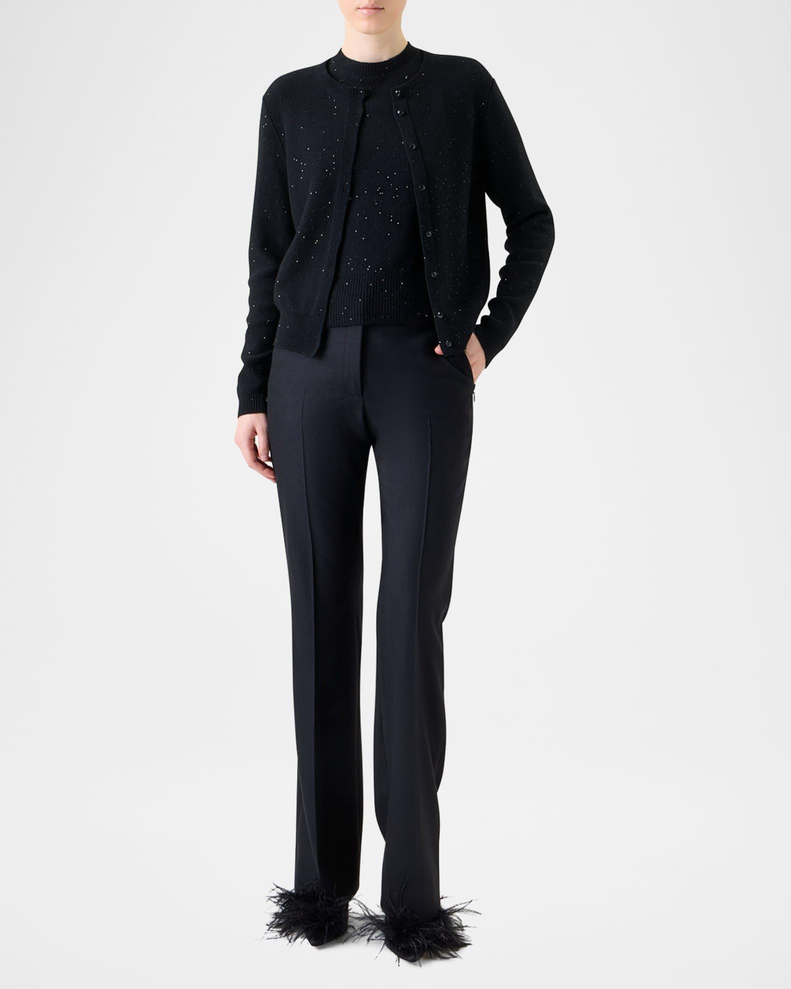 Paillette Wool-Cashmere Knit Crewneck Cardigan Product Image