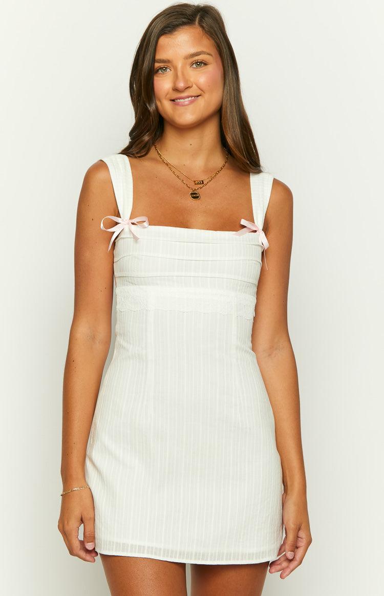 Taylor White Tie Back Mini Dress Girls Product Image