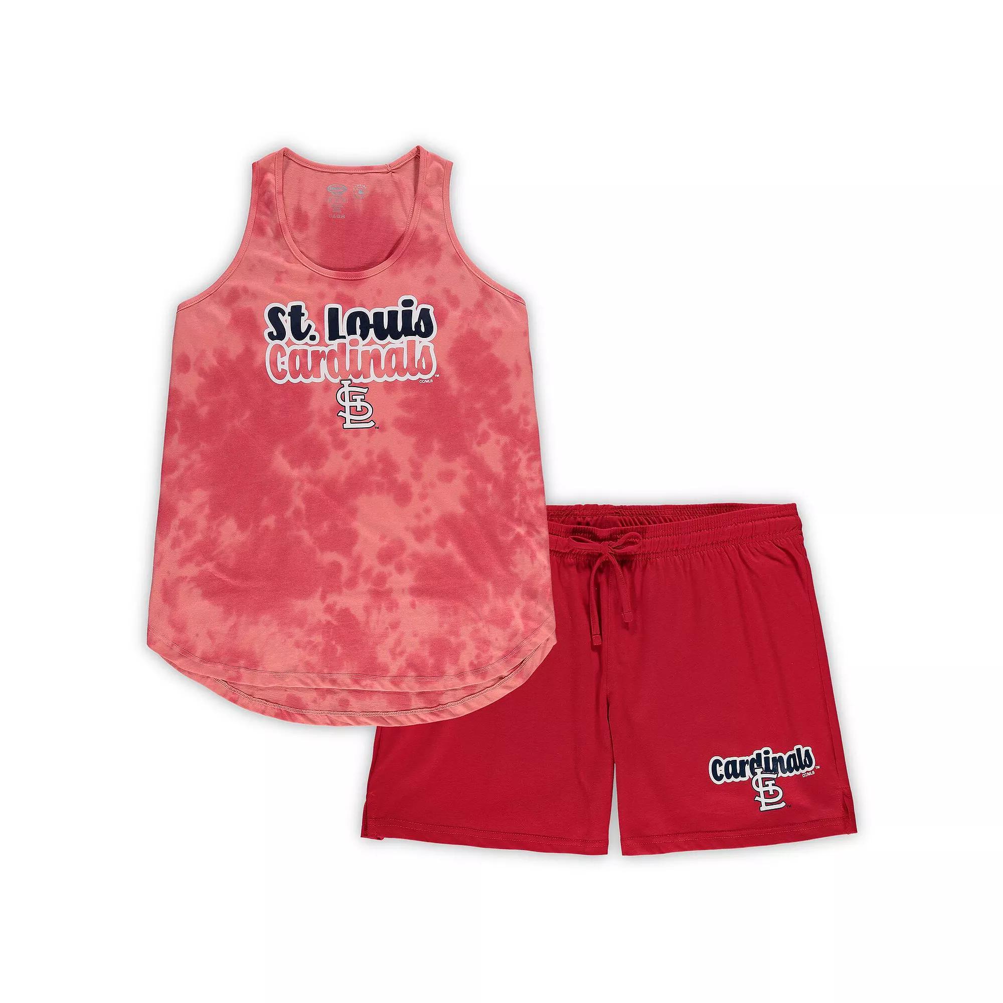 Women's Concepts Sport Red St. Louis Cardinals Plus Size Cloud Tank Top & Shorts Sleep Set, Size: 1XL Product Image