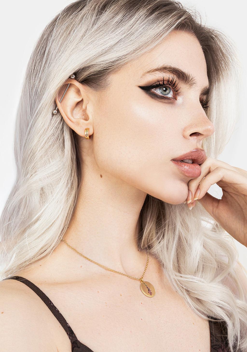Cyrus Moth Charm Hoop Earrings Product Image