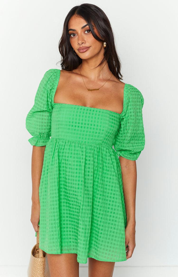 Rubi Green Babydoll Mini Dress Product Image