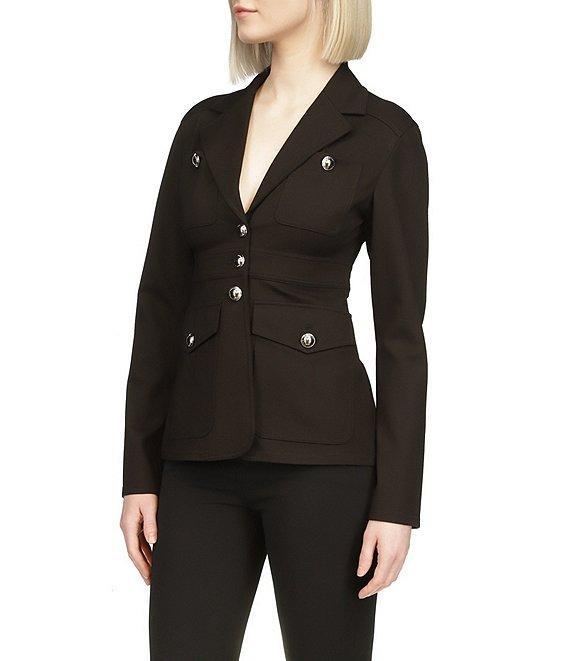 Michael Kors Ponte Notch Lapel Pocketed Three-Button Blazer Product Image