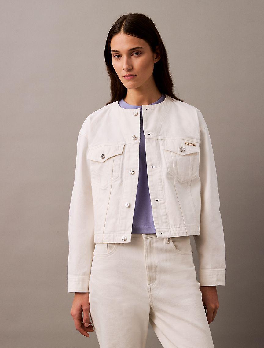 Cropped Denim Trucker Jacket Product Image