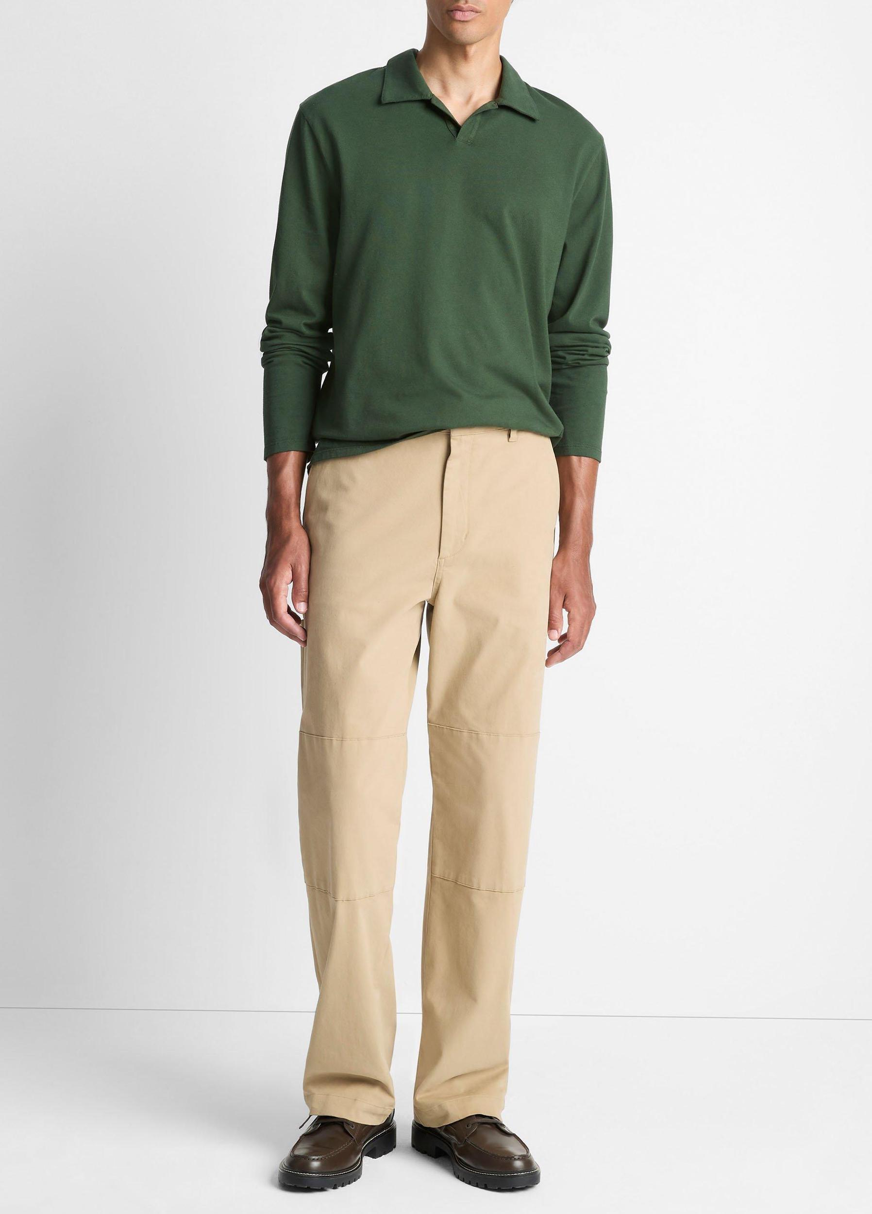 Garment Dye Cotton Johnny-Collar Polo Shirt Product Image