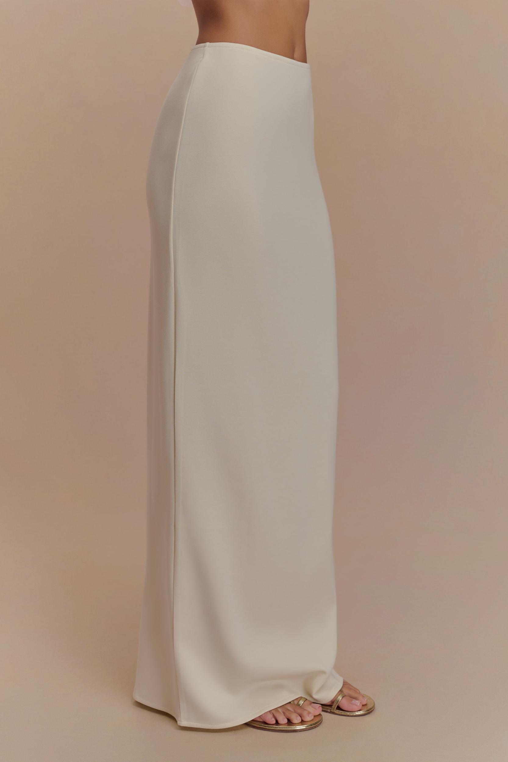 Eris Scuba Jersey Maxi Skirt - Ivory Product Image