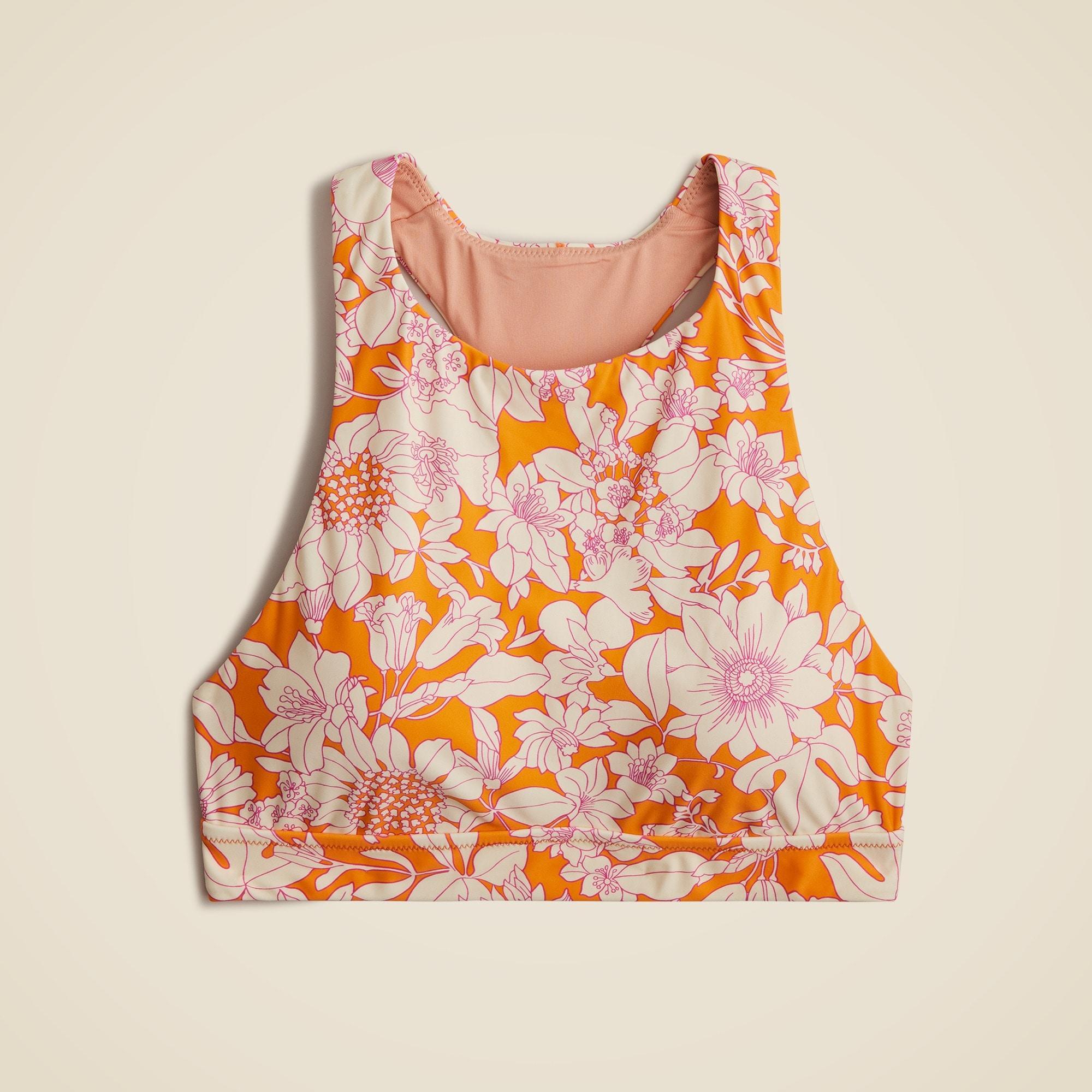 Crop swim top in orange floral Product Image