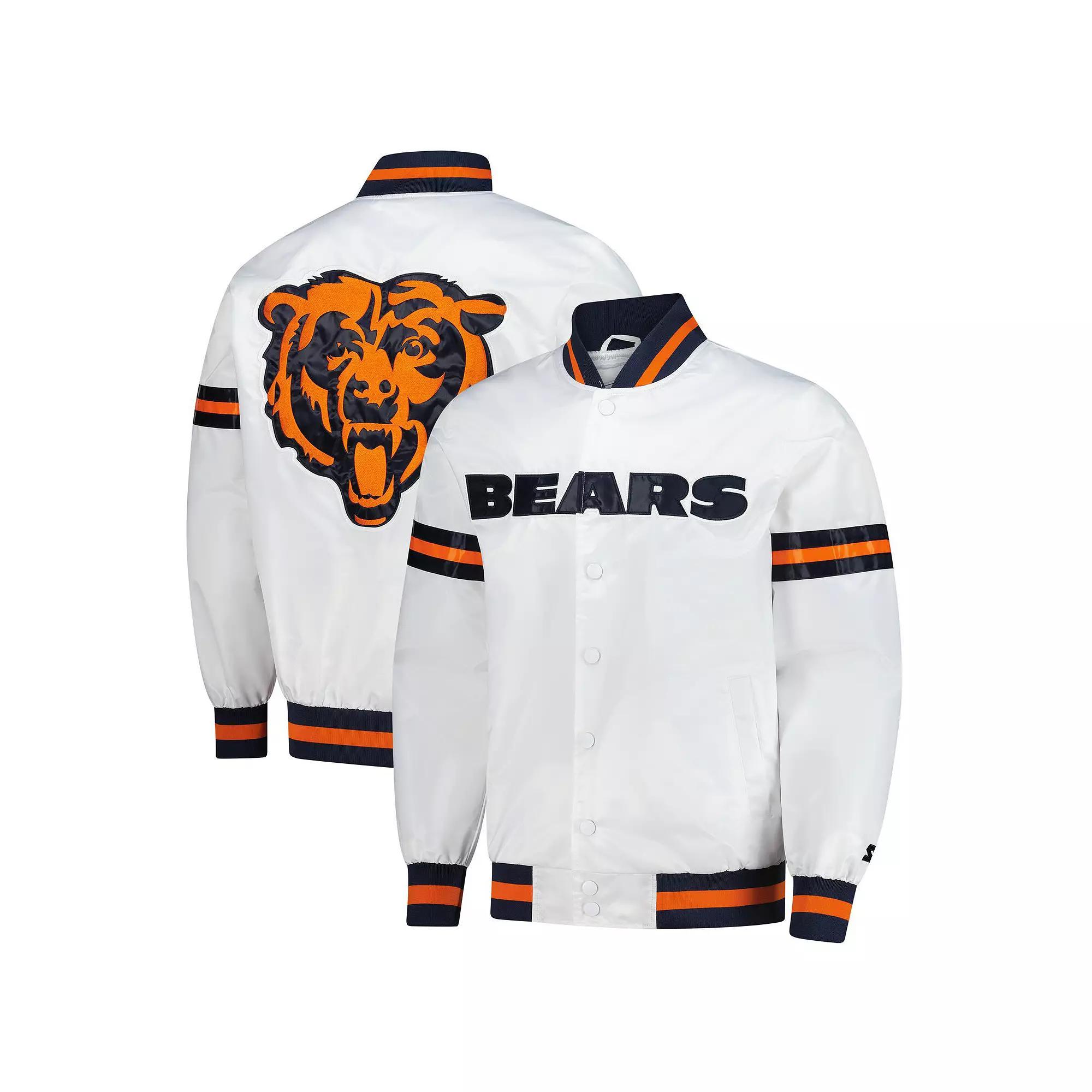 Men's Starter  White Chicago Bears Scout Full-Snap Varsity Jacket, Size: Large Product Image