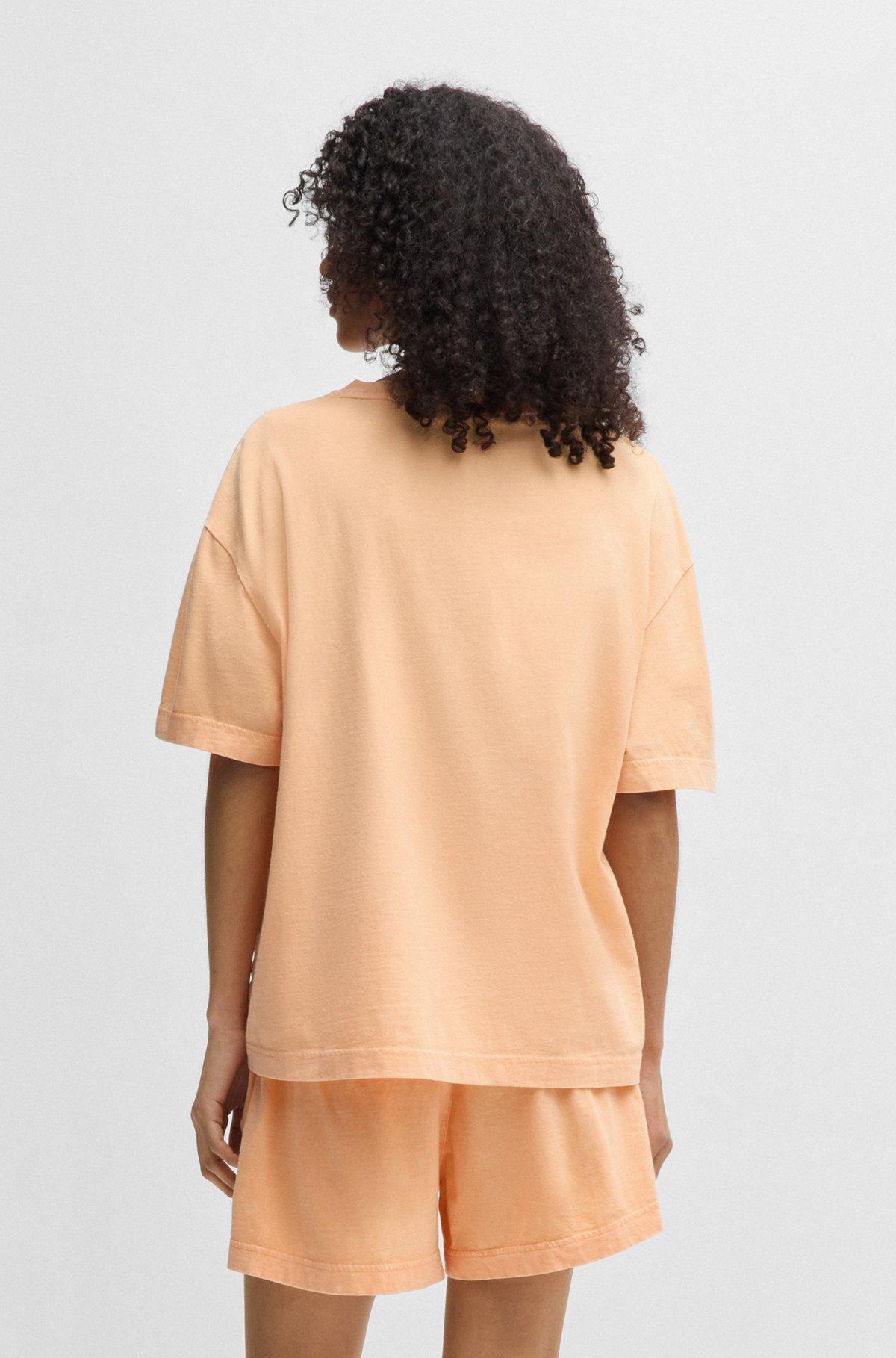 HUGO - Relaxed-fit printed pajamas in cotton with blurred logos - Orange Product Image