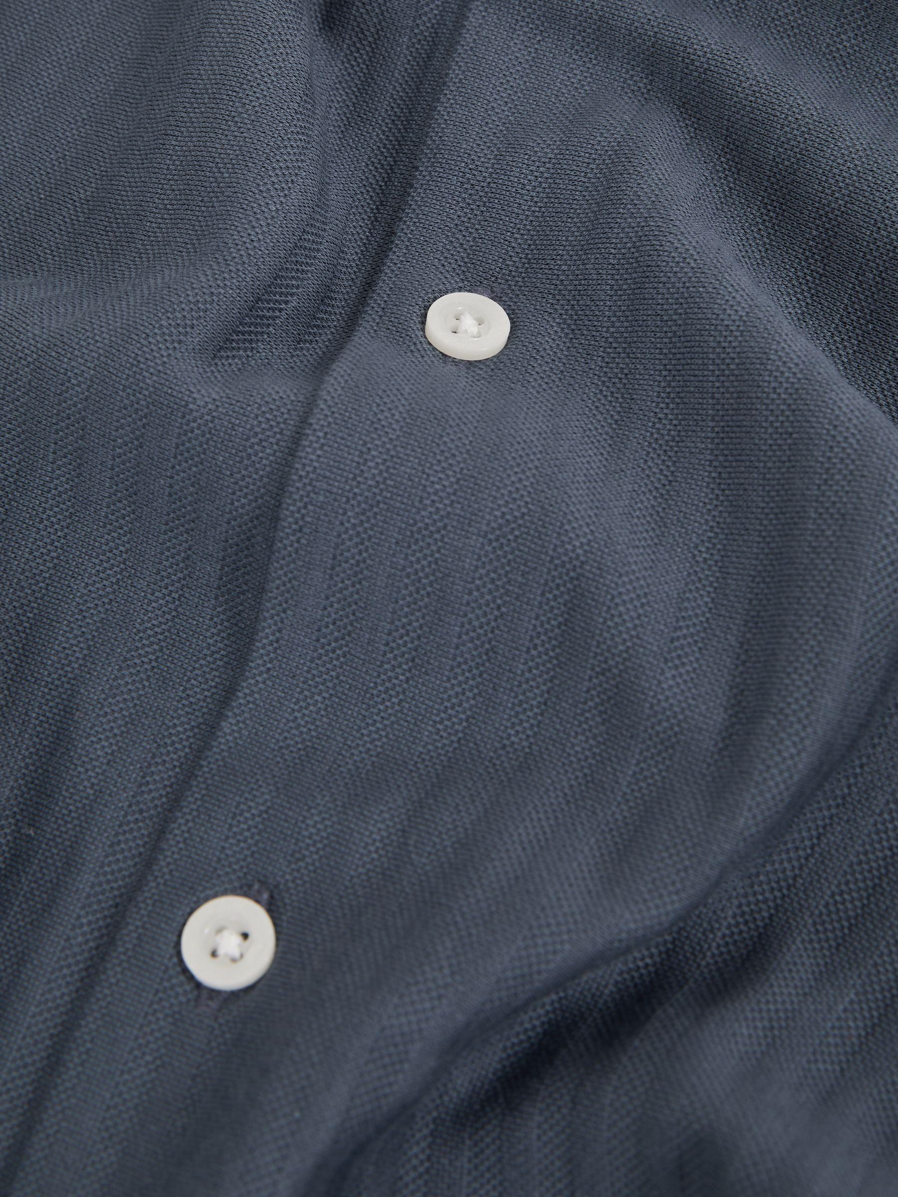 Cotton-Jersey Stripe-Jacquard Shirt in Airforce Blue Product Image