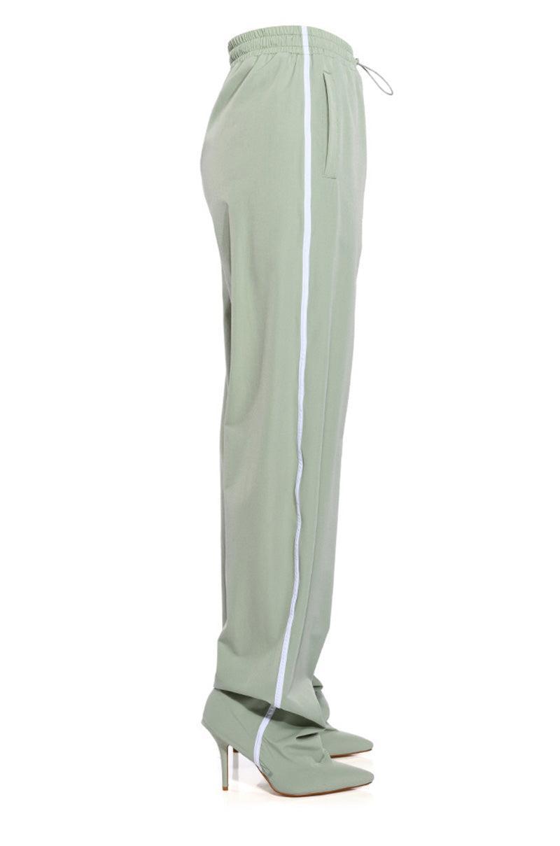 AZALEA WANG BOOT TRACK PANT IN SAGE GREEN Product Image