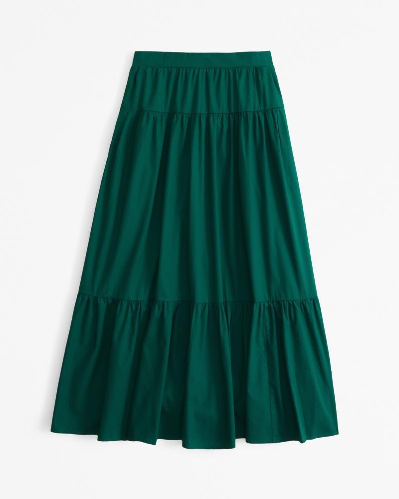 Poplin Tiered Maxi Skirt Product Image