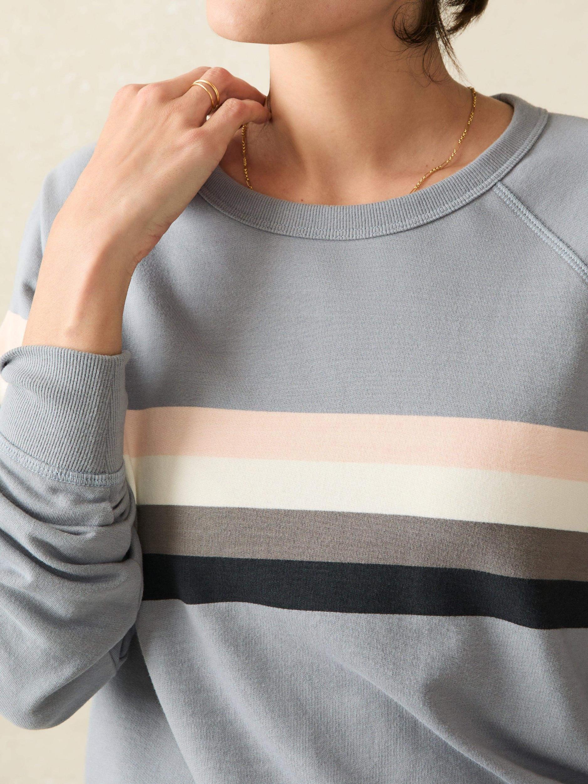Coastal Cloud Cotton Crew - Blue Westward Stripe Product Image