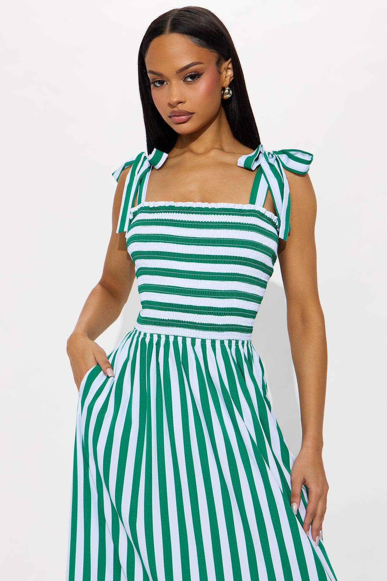 Gracie Striped Maxi Dress - Green/combo Product Image