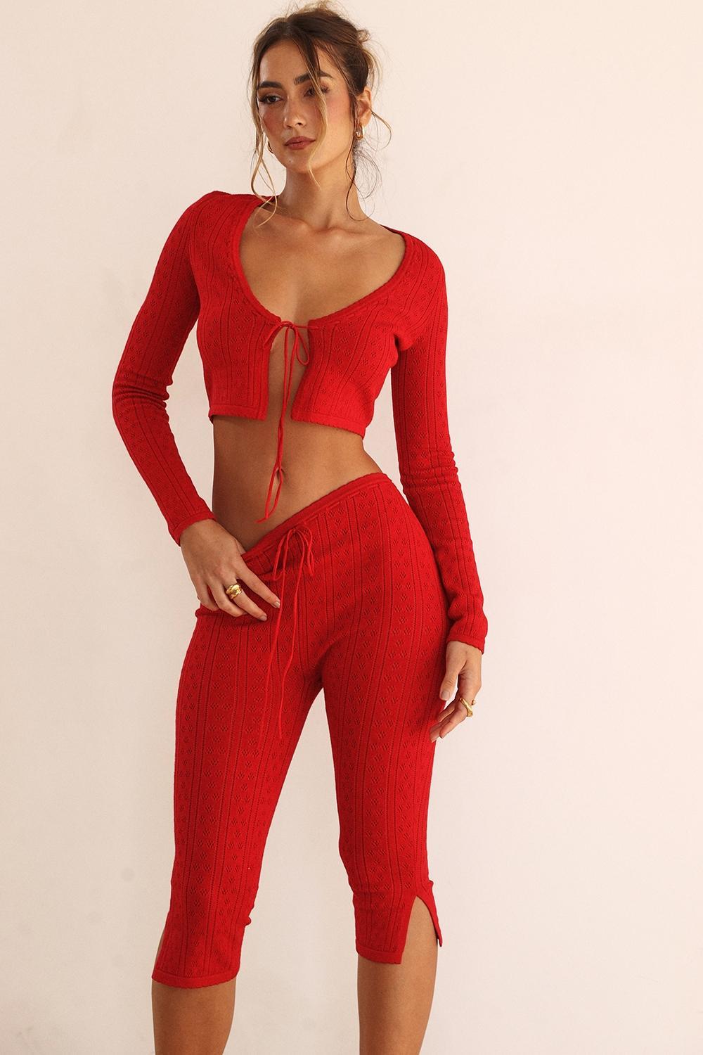 Abigail  cherry knit capri trousers - sale Product Image