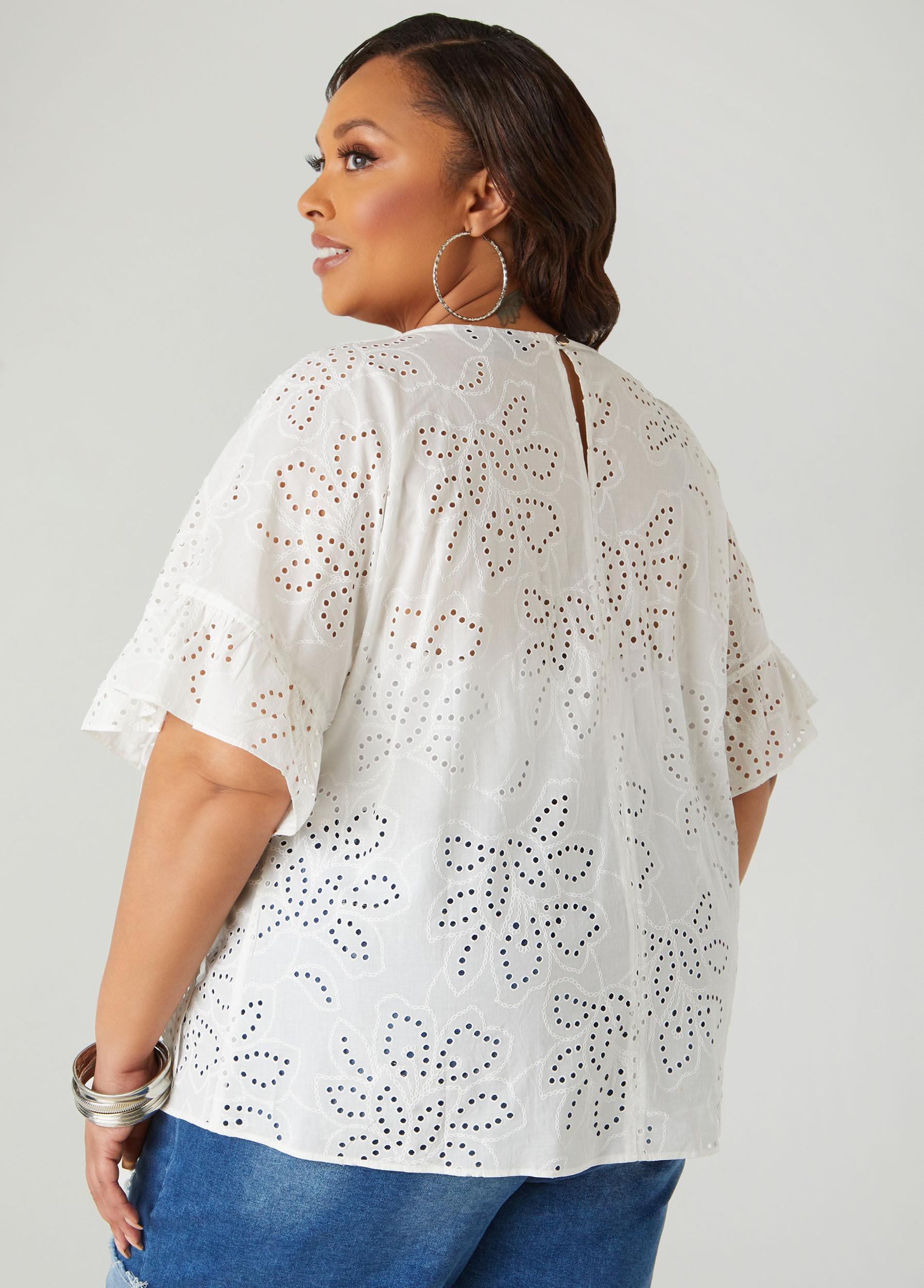 Bow Embellished Eyelet Blouse Product Image