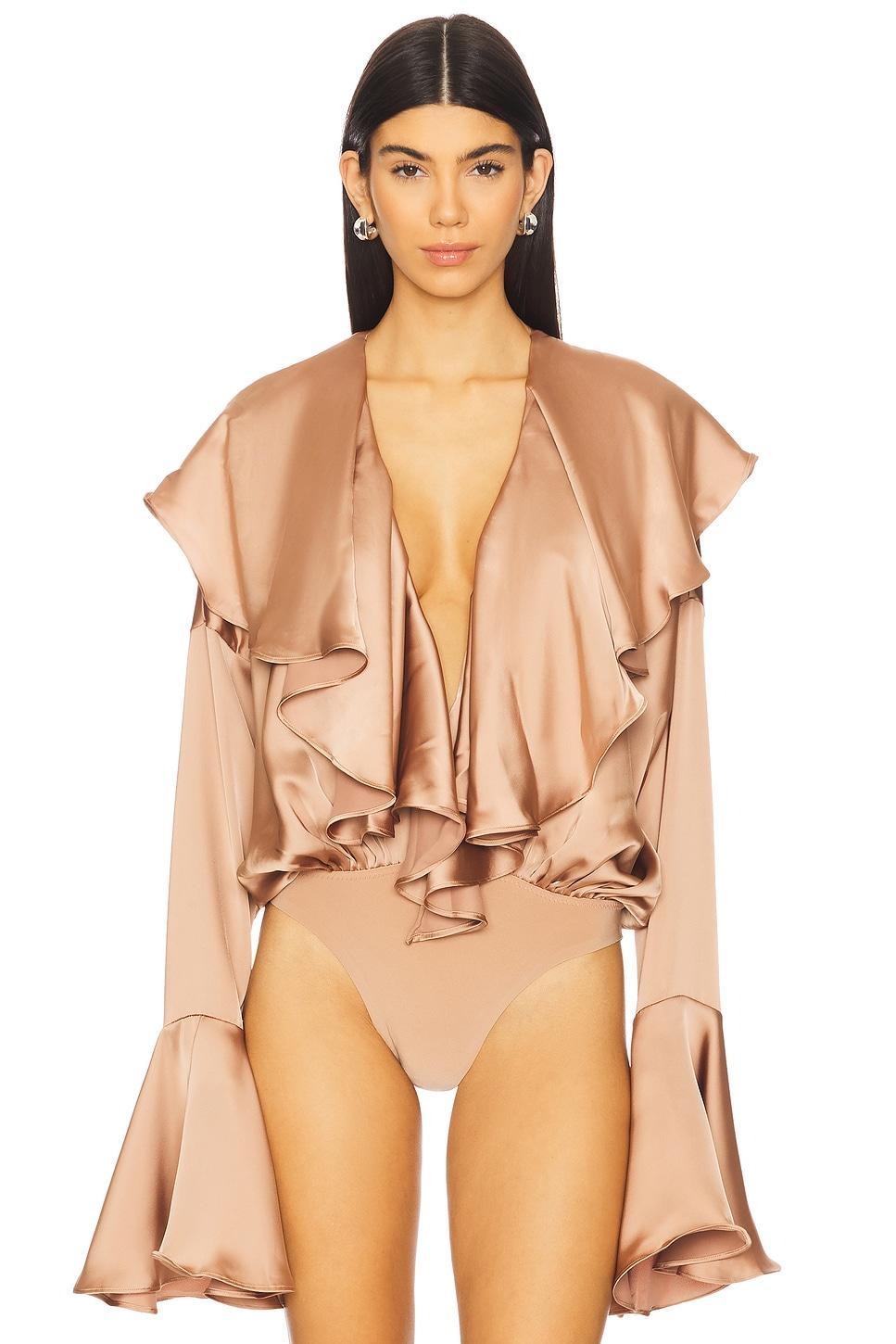 Long Sleeve Ruffle Bodysuit Norma Kamali Product Image