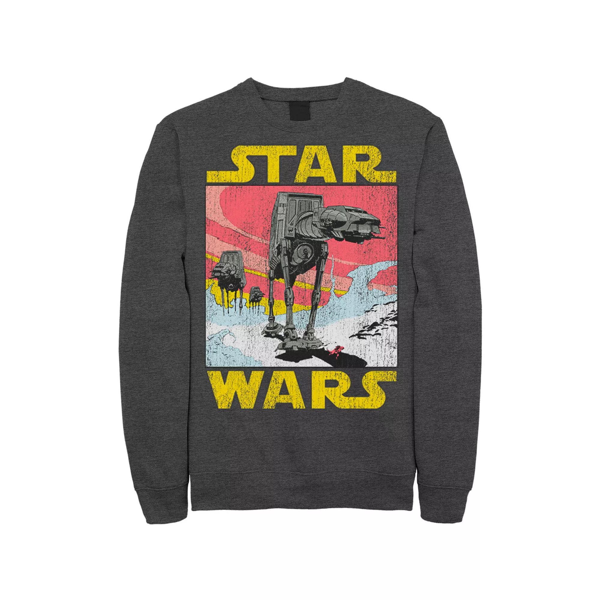 Men's Star Wars At-AT Retro Poster Sweatshirt, Size: Large, Grey Heather Product Image