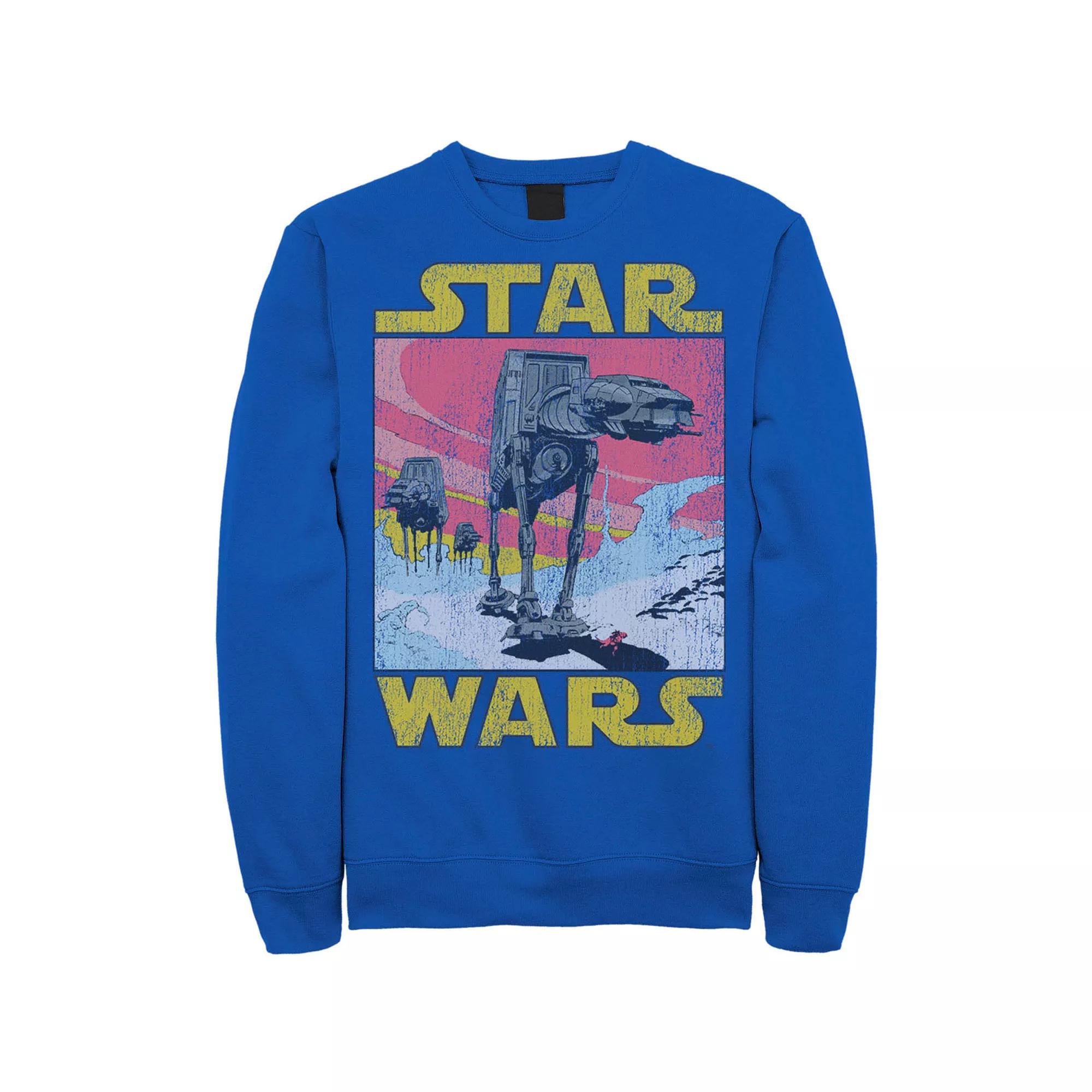 Men's Star Wars At-AT Retro Poster Sweatshirt, Size: Large, Grey Heather Product Image
