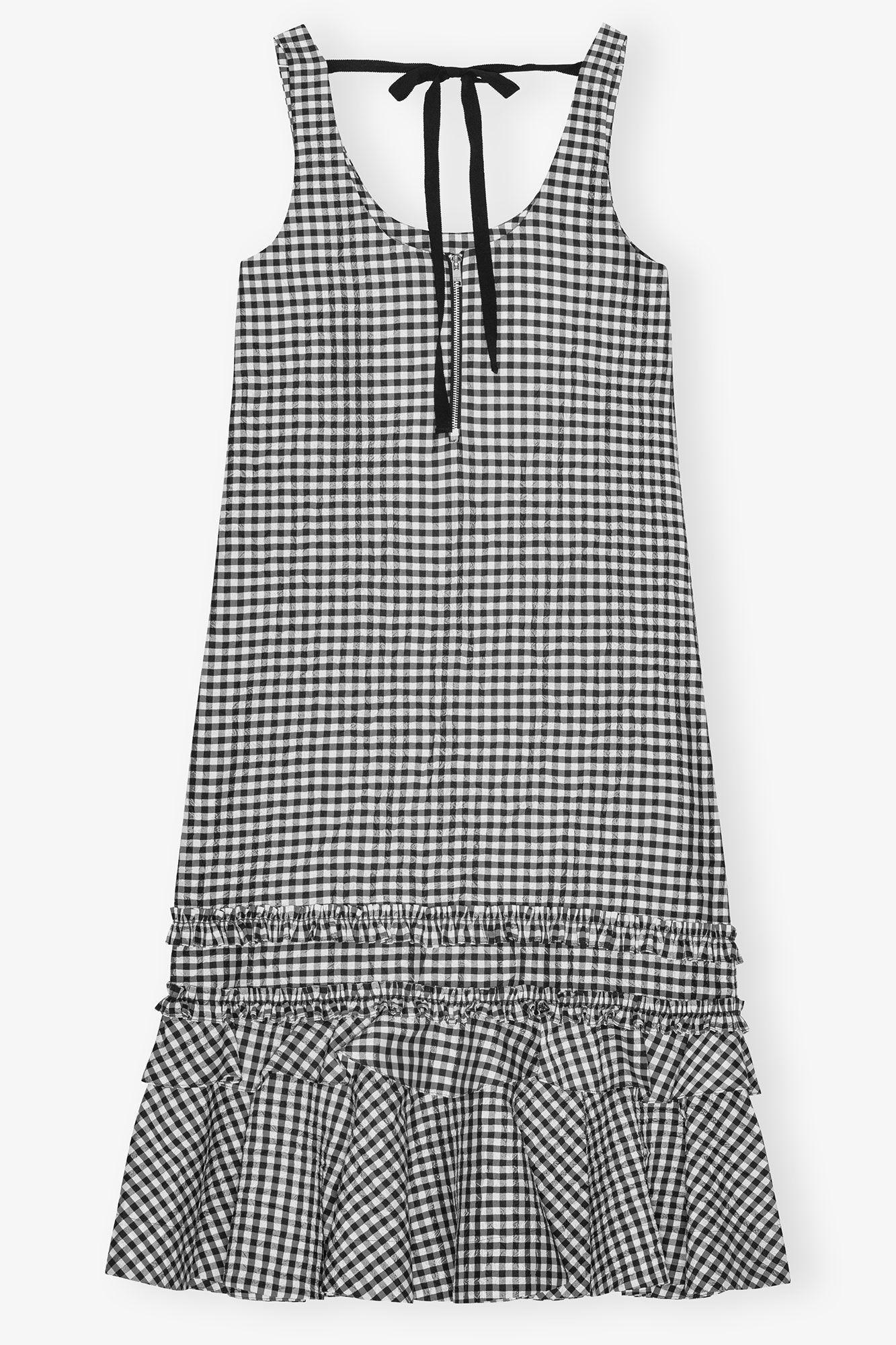 Crinkled Check Long Dress Product Image